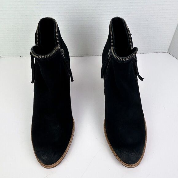 Dolce Vita Jana Black Suede Ankle Booties Heeled Zip Side Boots Classic sz 7.5 - Picture 4 of 12